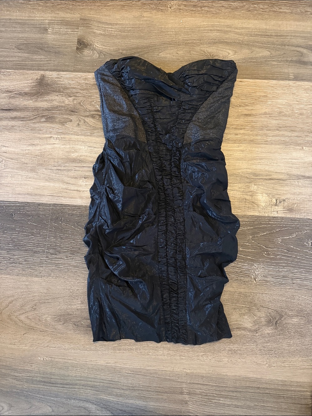 Nicole Miller Strapless Black Ruched Cocktail Dress